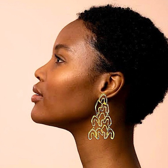 ALEXIS BITTAR Solanales Gold Crystal Large Chandelier Earrings - Picture 1 of 7